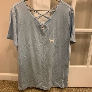 Victoria Secret PINK Baby Blue Criss Cross Tee